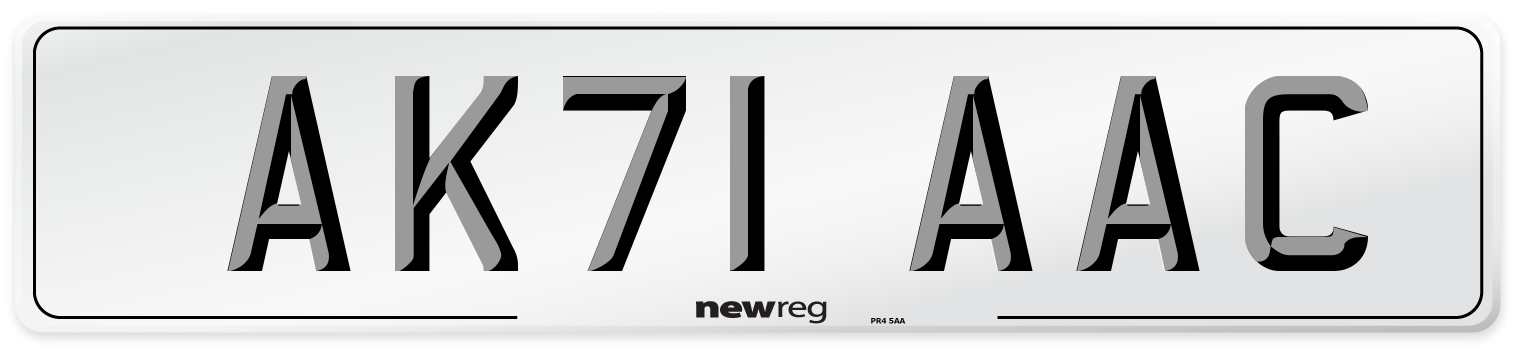 AK71 AAC Number Plate from New Reg